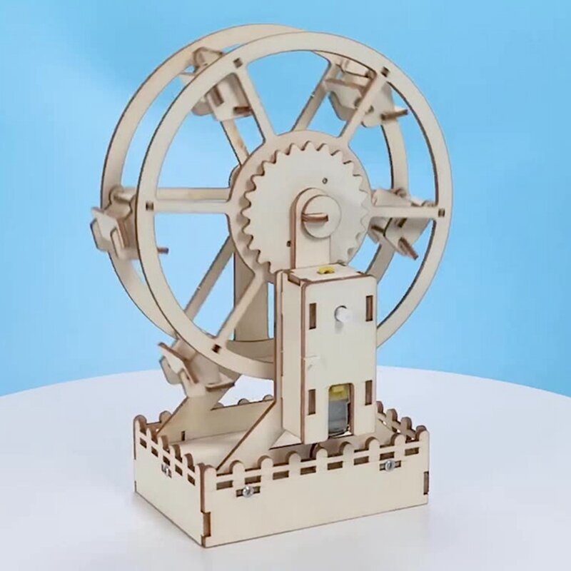 Roda gigante rotativa para crianças, quebra-cabeça de madeira 3D, modelo, experimento científico eletrônico, kit de produção, navio da gota