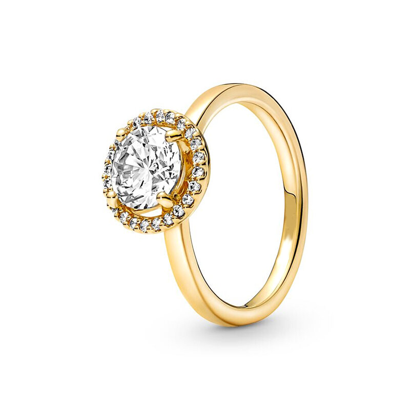 2022 New Gold Plated 925 Silver Ring Zircon Sparkling Princess Wishbone Heart Ring Women Original Ring Fine Jewelry
