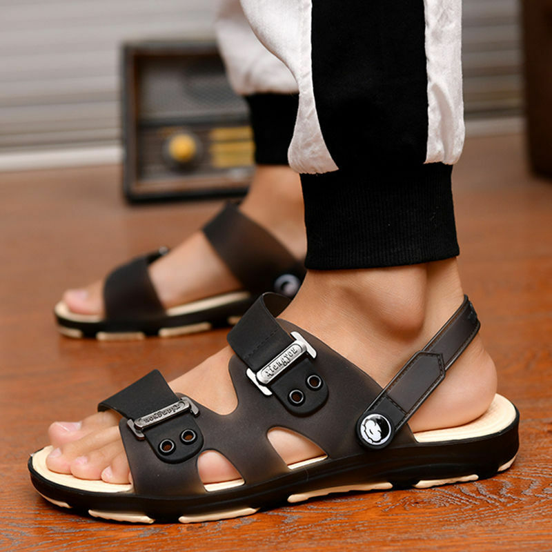 Sandálias Peep Toe antiderrapantes duráveis para homens, chinelos de praia ao ar livre, calçados casuais, verão, novos