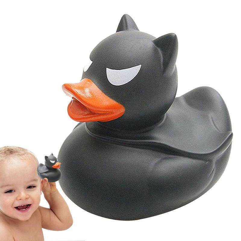 Gumowe kaczki śmieszne śmieszne Mini kaczki zabawki do kąpieli dla dzieci czarne kaczki Halloween wanny zabawki do basenu na urodzinowe prysznice i