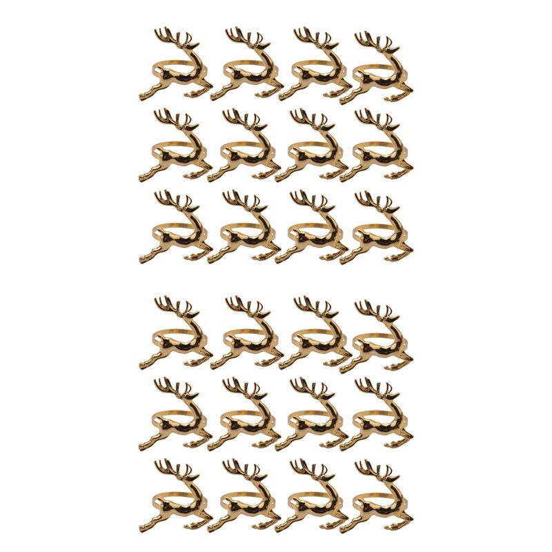 24Pcs Christmas Elk Deer Napkin Rings Gold Alloy Napkin Buckle Napkin Ring Holder Hotel Restaurant Wedding Party Dinner