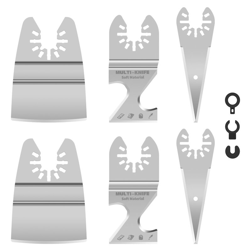 6 buah pisau Multi pemotong baja tahan karat alat berosilasi pisau pengikis multialat pisau kait pisau untuk kayu logam pisau plastik