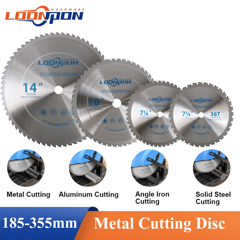 Loonpon металлический режущий диск 185/254/355 мм, карбидная циркулярная пила для стали, железа, алюминия, металлическое режущее полотно, отрезной диск по металу