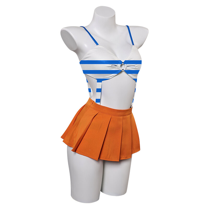 Baju renang Cosplay Nami kostum Bikini pakaian renang Anime Roleplay fantasi untuk pakaian wanita pakaian pesta karnaval Halloween