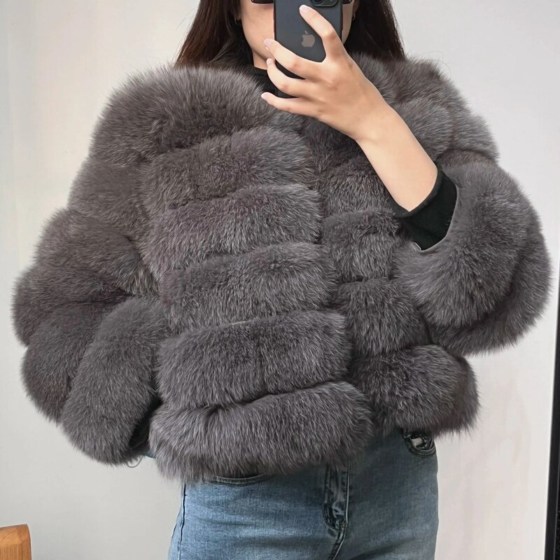 Boutique100 % naturalne kurtka z prawdziwego futra lisów futro zimowe damskie luksusowe krótki płaszcz hurtowe gorące ubrania dziękczynne10xl