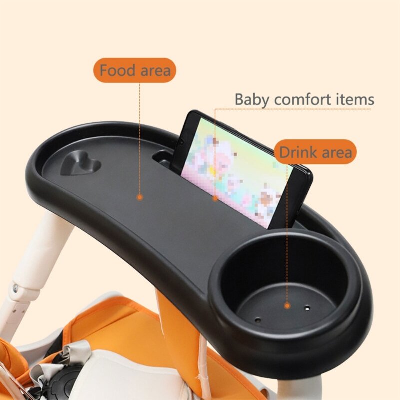 Baby Stroller Dinner Table Tray Accessories Universal Children Cart Pram Snack Tray Dish Milk Bottle Cup Holder with Armrest