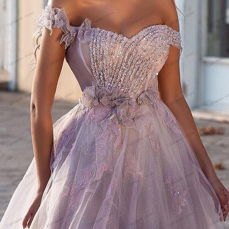 Brokatowe suknie wieczorowe iluzja fioletowe sukienka na studniówkę tiulowe szaty o linii na formalne przyjęcie efektowne Vestidos De Noche 2024