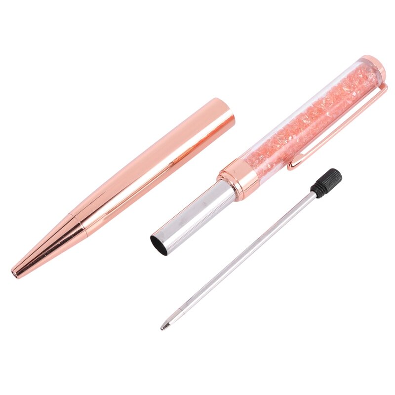 Ручка под розовое золото Bling Crystal Ball Point черные чернила для ручки Pen с 9 дополнительными стержнями (розовое золото, 9 упаковок)