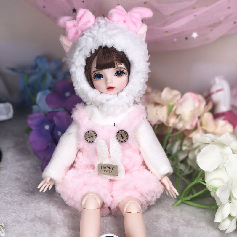 30cm Wig Jointed Doll Cute BJD Mini Doll Hand Make Up Face Dolls with Big Eyes Bjd Toys Gifts for Girl Handmand Make UP Toy