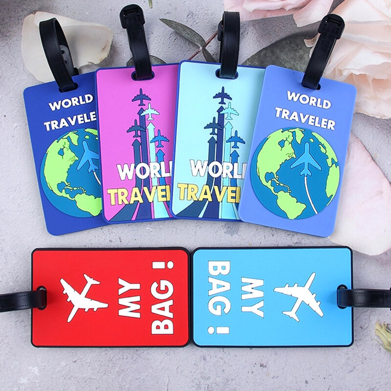 New PVC Soft Glue Airplane bagaglio Tag Card Cover nome etichette valigia ID indirizzo Hang Tag carta d'imbarco etichette accesso al viaggio