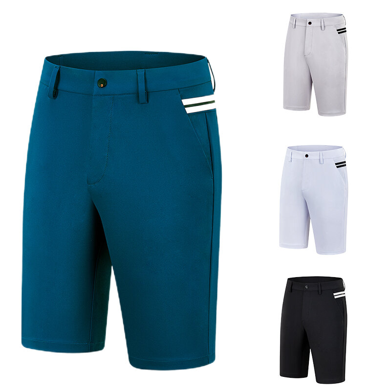 Golfist-Shorts de golfe retos masculinos, calças de cintura elástica, shorts com zíper de bolso traseiro, calças finas respiráveis, 2XS-4XL