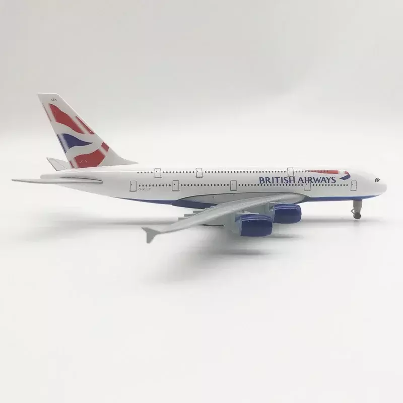 Avión de aleación de Metal de 20cm, AIRBUS 380 A380 de Reino Unido, Avión de aviación con engranajes de aterrizaje