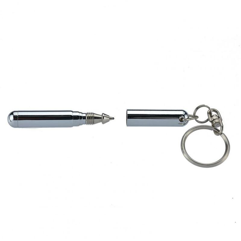 Cincin kunci pena yang dapat ditarik pegangan nyaman tugas berat baja nirkarat Mini teleskopik pulpen tanda tangan perlengkapan luar ruangan