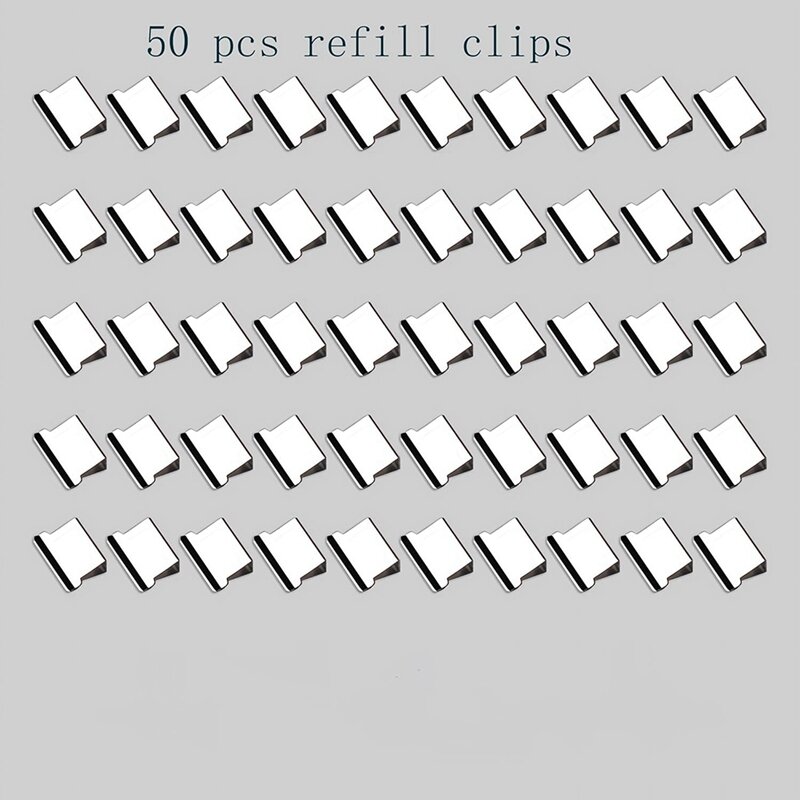 Dispenser di graffette portatile, tagliacarte portatile veloce con 50 Clip in metallo argento riutilizzabili per documenti Desktop durevoli