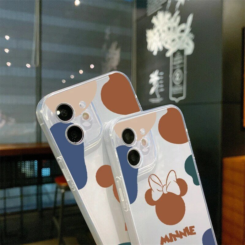 Mickey Minnie Mouse สำหรับ iPhone ของ Apple 13 12 11 Pro Mini X XR XS Max 6 6S 7 8 plus โทรศัพท์กรณีป้องกัน Funda Coque Cover
