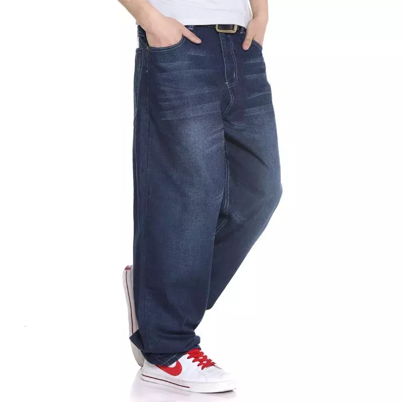 Мужские джинсы-багги, свободные синие прямые джинсы в стиле хип-хоп для скейтборда, весна-осень 2021