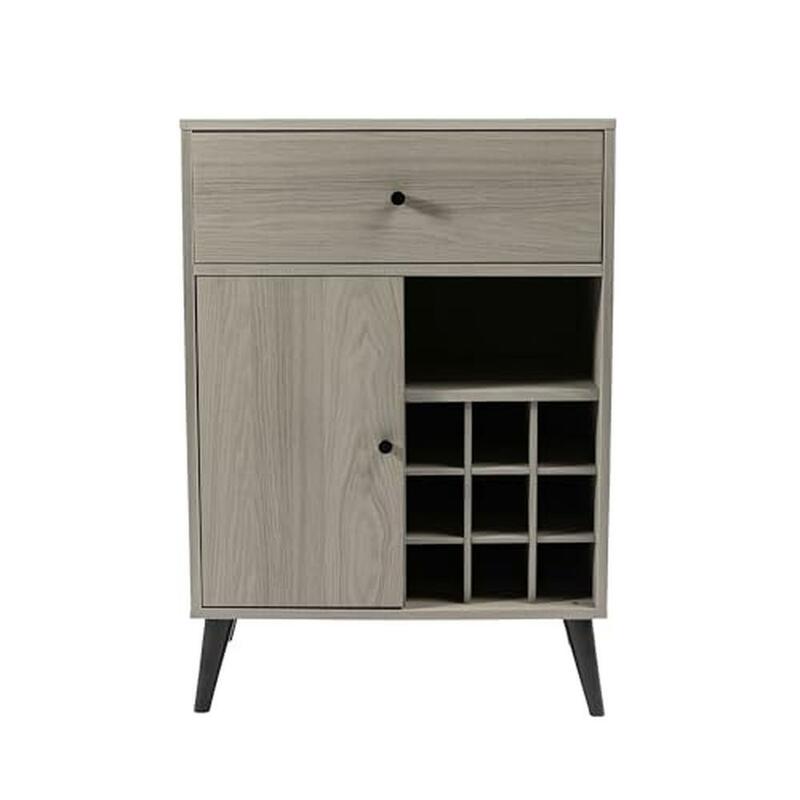 Armario de almacenamiento de aparador con estante para vino, diseño escandinavo, acabado gris