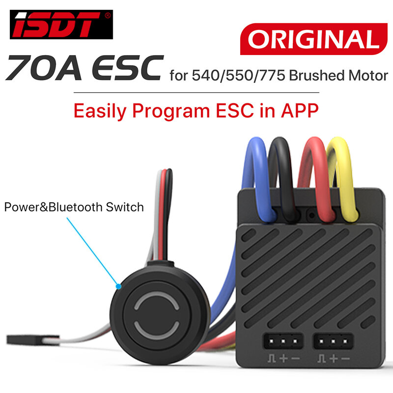 Controlador de velocidad electrónico para coche teledirigido, Motor cepillado ESC impermeable 2-3S, Control de teléfono, ISDT ESC70 WP 1080 70A, 1:10 1:8 