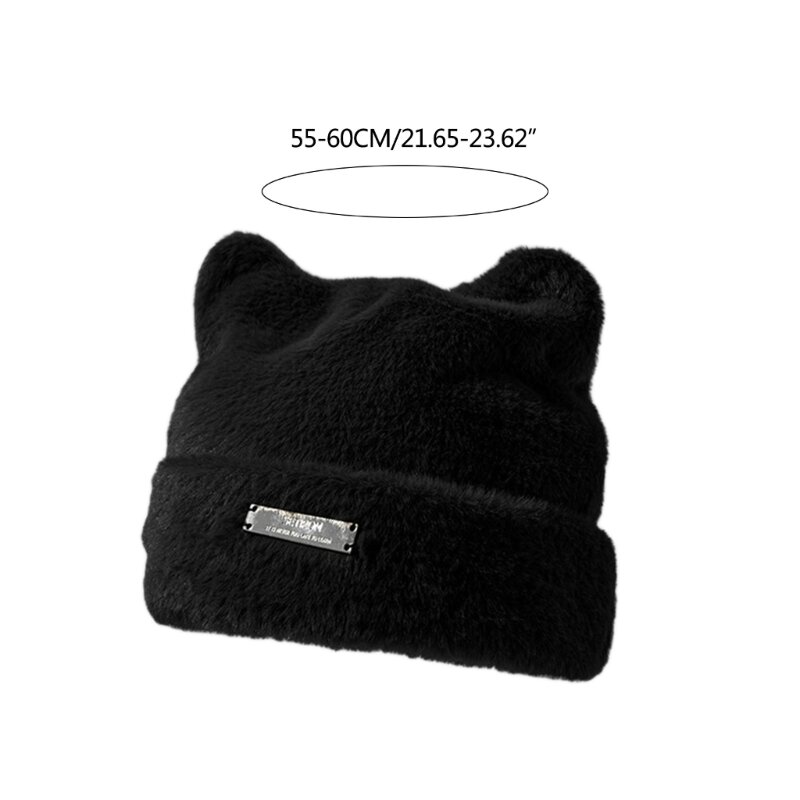 Plush Hats for Womens Cat Beanie Vintage Beanies Womens Hat Accessories Warm Beanies for Autumn Winter