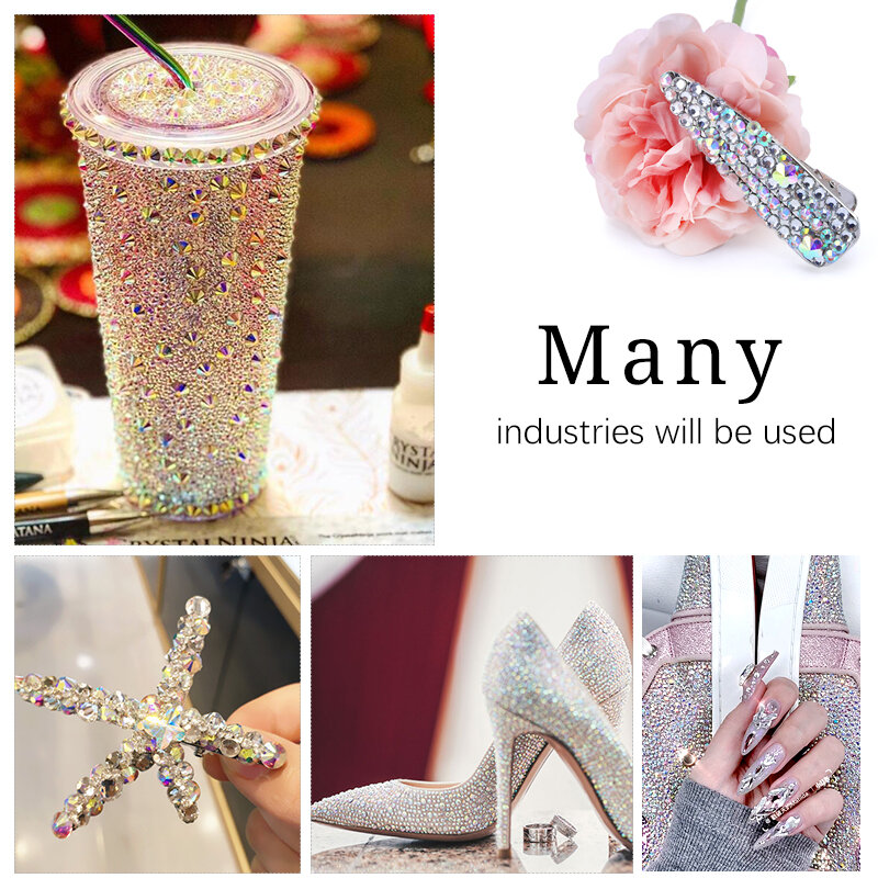 QIAO – 2 sacs de strass cristal AB à dos plat, paillettes de diamant, gemmes d'ongles clairs, artisanat pour robes, décorations en strass