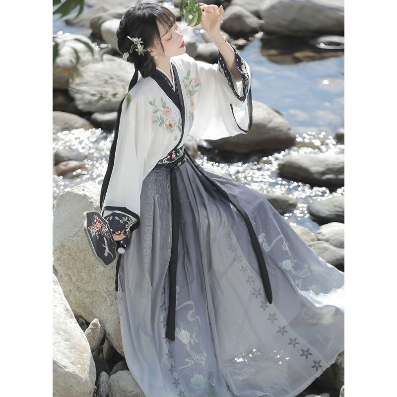 Oryginalne wyroby haftowane damskie Hanfu Jin-mone elegancka spódnica do pasa w stylu chińskim odzież do tańca wiosna jesień