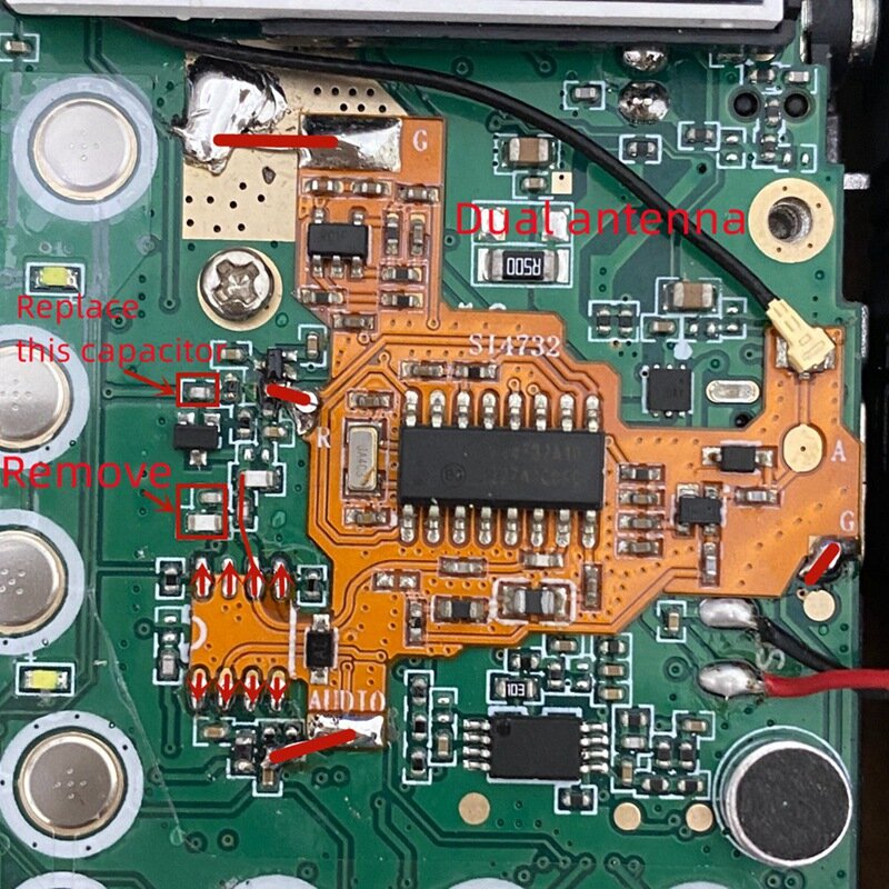 電圧変更モジュールuvk5/k6 plus fpcバージョン用チップとクリスタル振動コンポーネント,quansheng UV-K5,UV-K6,si4732