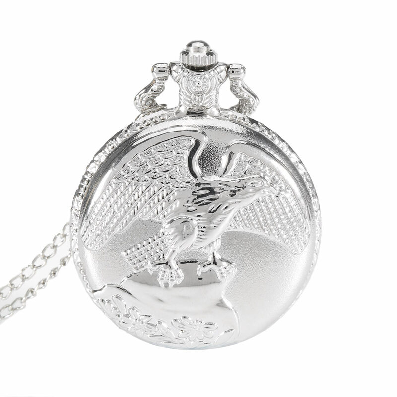 Zegarek kieszonkowy męski zegarek Vintage biżuteria antyczny skrzydła orła kwarcowy zegarek kieszonkowy naszyjnik łańcuszek z wisiorem zegar zegarek na prezent na łańcuszku