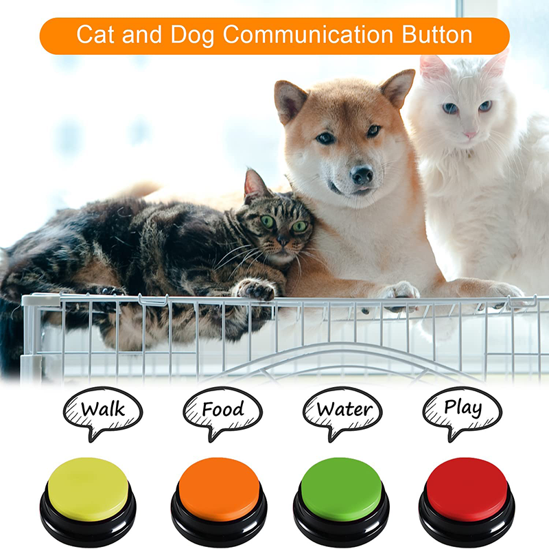 Cão Comunicação Botão Gravável Falando Botões, Interativo Cat Gravador de Voz, Brinquedo Falante, Pet Training, Answer Buzzer Tool