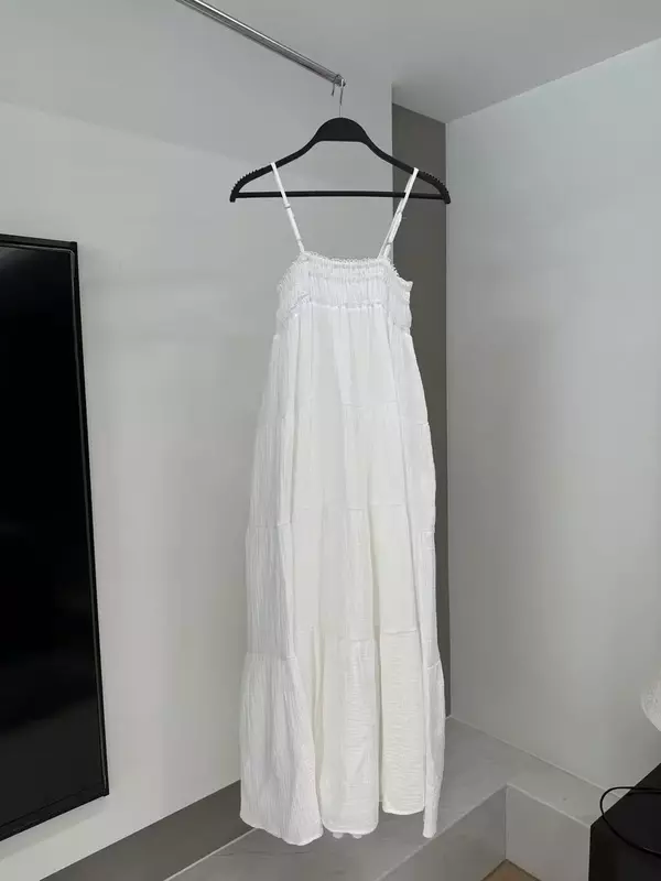 Damska 2024 nowa szykowna sukienka szyfonowa Midi Retro bez rękawów damska sukienka Vestidos Mujer