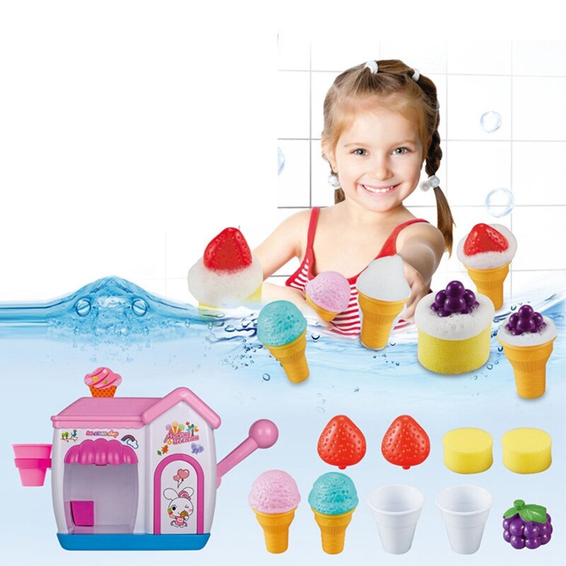 子供用バスルーム用泡アイスクリームバブルマシン,バスおもちゃ,プレイハウス,教育ゲーム