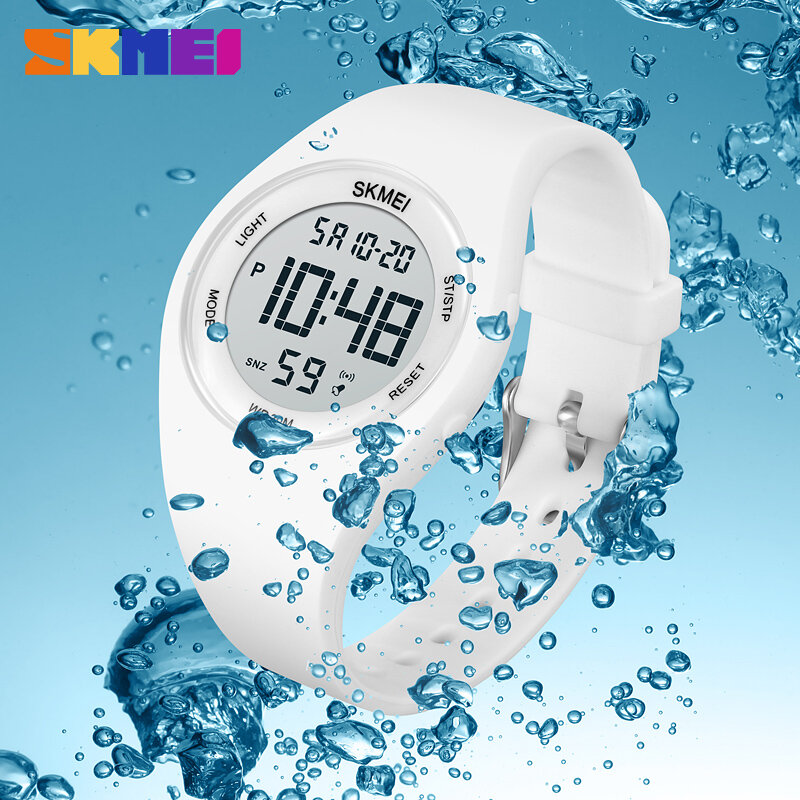 SKMEI-귀여운 만화 스트랩 럭셔리 디지털 시계 어린이용, 카운트다운 Led 라이트 스포츠 손목 시계, 방수 알람 시계