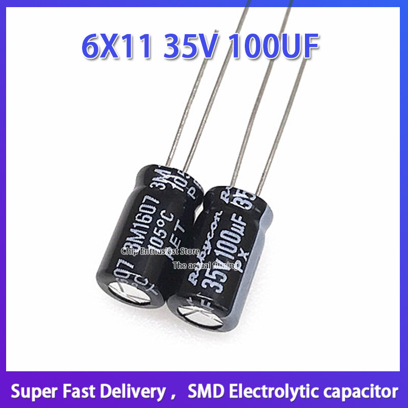 10PCS Rubycon imported aluminum electrolytic capacitor 35v 100uf 6.3*11 Ruby PX / yxa 105 degrees 6X11 35V 100UF