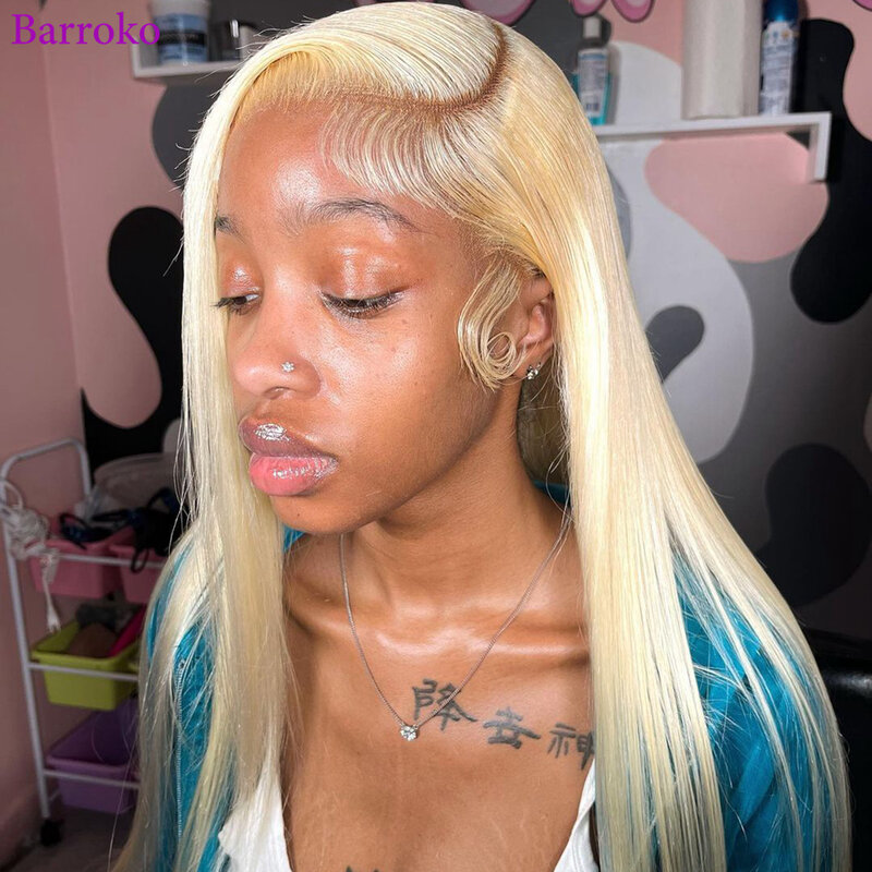 Barroko See grün gefärbtes Remy Haar gerade transparente Spitze frontale Echthaar Perücken vor gezupftes Haar Brasilianer für Frauen