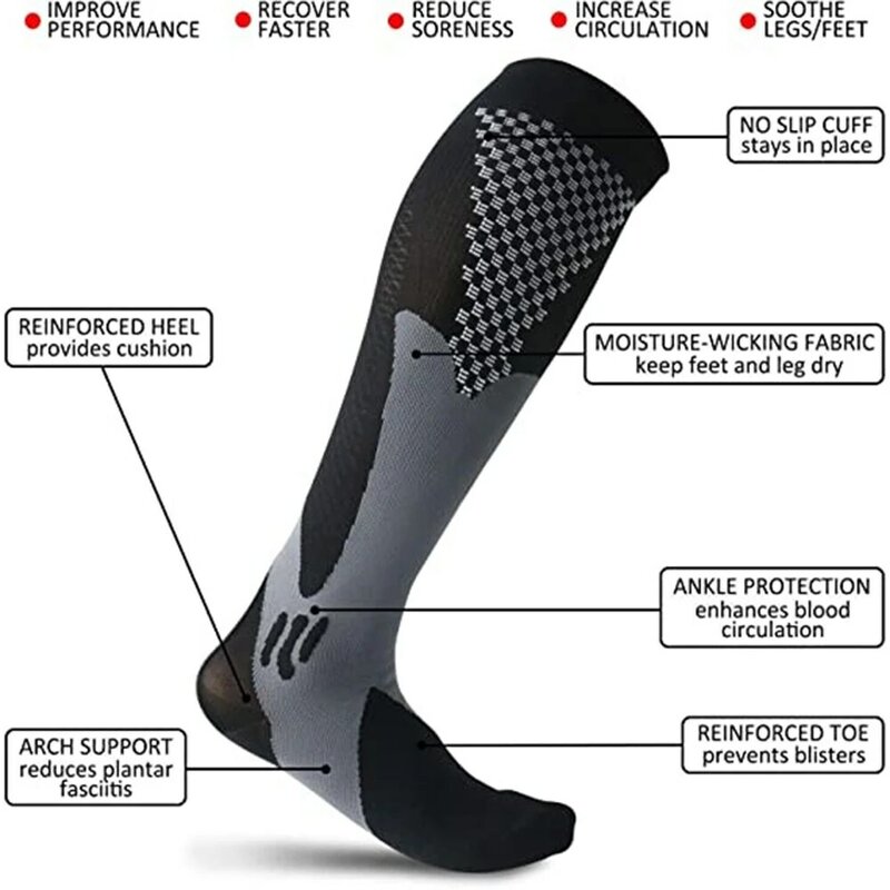24รูปแบบถุงเท้ากันกระแทกรองเท้าวิ่งผู้หญิงผู้ชายกีฬาถุงเท้าสำหรับเหนื่อย Anti ฟุตบอลกลางแจ้งถุงเท้าเส้นเลือดขอดถุงน่อง