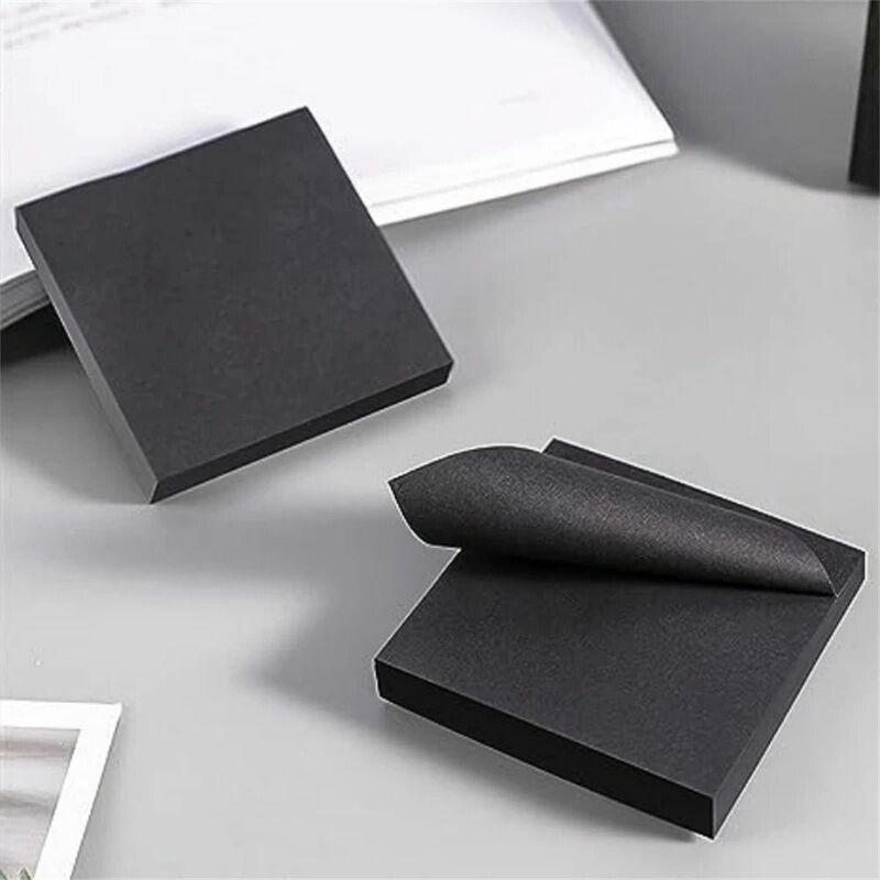 Auto-adesivo Memo Pad, Post fácil, Sticky Message Notes, Black Notepads, Material Escolar, Quadrado, 50 Folhas