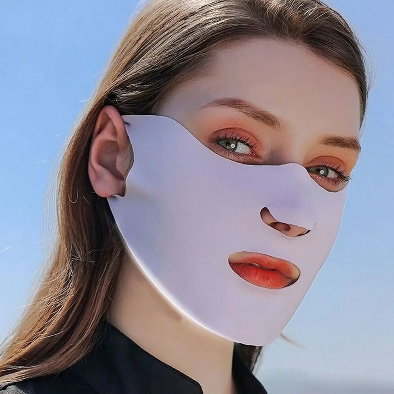 Bufandas faciales de seda para exteriores, protección solar UV, bufanda facial de seda de hielo, cubierta facial Anti-uv, máscara de protección solar, velo
