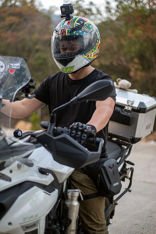 Tas kaki pinggang Drop sepeda motor untuk pria wanita tahan air tas samping kaki cangkang keras tas kaki dompet ponsel Hip Bum sepeda motor tas kaki