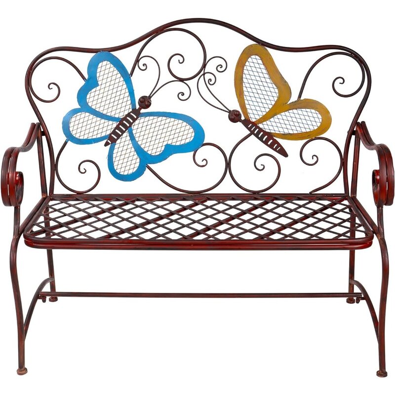 Outdoor Butterfly Garden Bench, Patio Furniture, 2-Person Bench, Free Shipping Outside