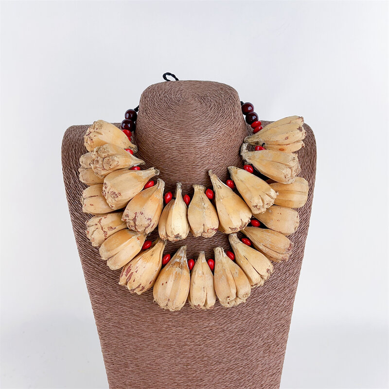 Серьги и ожерелье Самоа «Ула фала» 50 шт., комплект из натурального ожерелья с фруктами Pandanus для торжественных случаев, церемониальное ожерелье