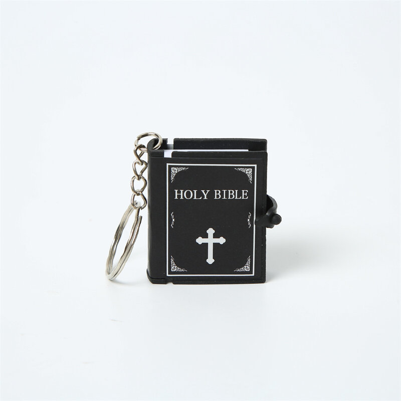Mini Bíblia Sagrada Keychain com Frame, Livro Cristão Pingente, Chave Titular, Bolsa Pendurado Decoração, Presentes Religiosos Lembrança
