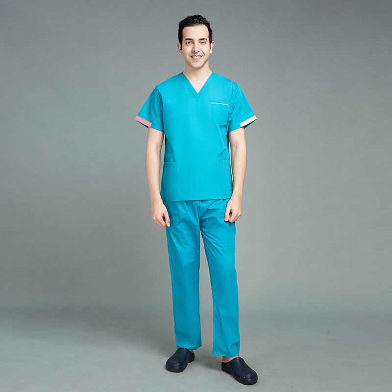 V Hals Krankenschwester Arbeit Anzüge Peeling Uniform Op Arzt Arbeitskleidung Peelings Eingestellt Top Hose Einfarbig Pflege Uniformen Frauen männer