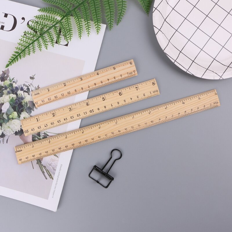 Wooden Ruler 15/20/30cm Practical Measure Gadget Professional Manual D5QC