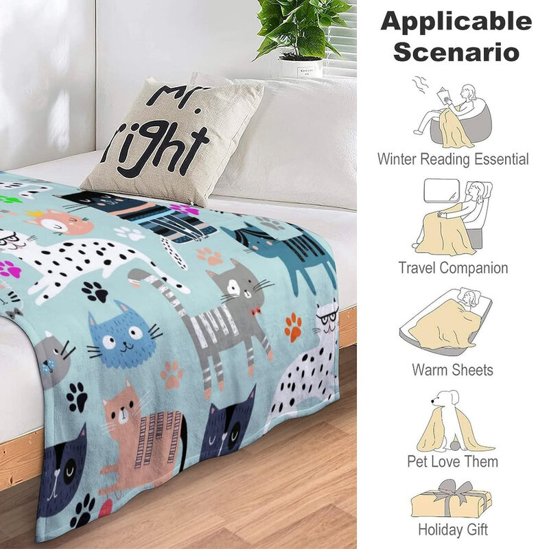 Animal blanket ultra soft flannel blanket as a gift for cat enthusiasts and women, suitable for children and adults