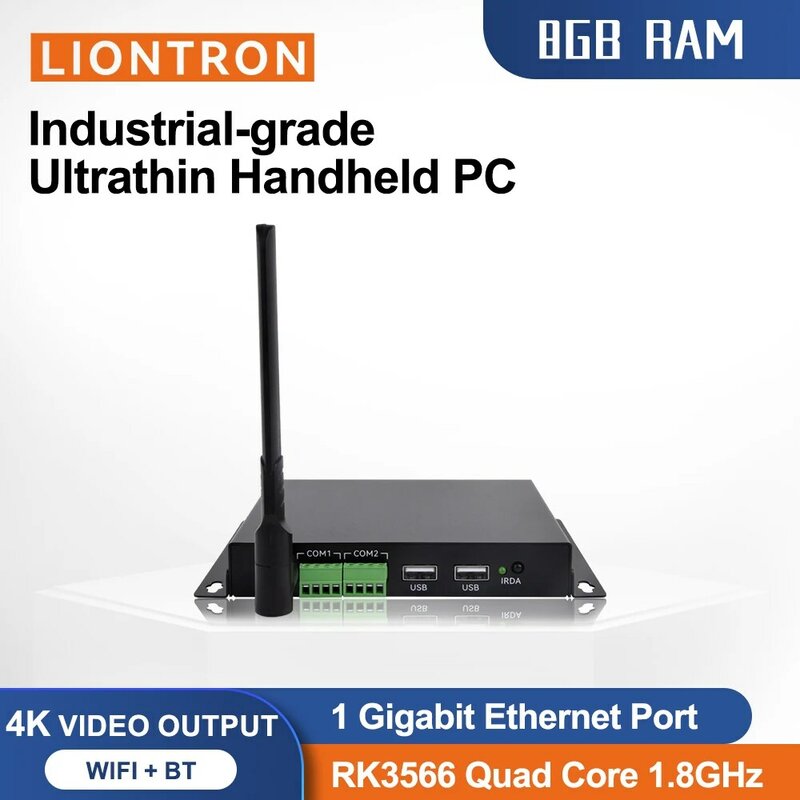 Mini PC Computador Embutido, Handle PC, Quad-Core, 64-Bit, RockChip, RK3566, WiFi, BT5.0, HDMI2.0, Industrial, SDK OpenSource gratuito