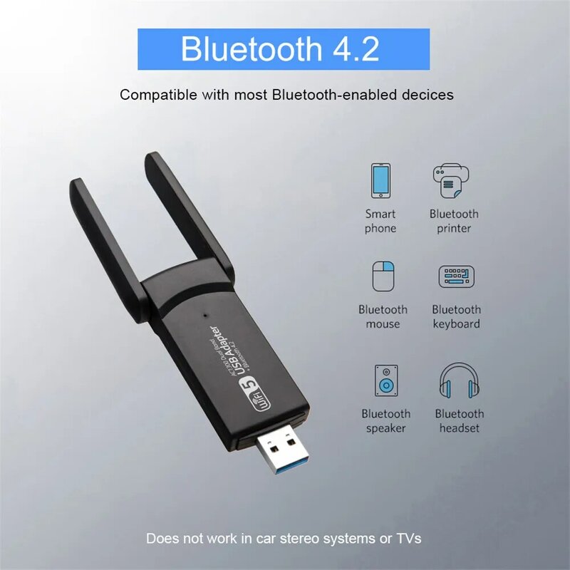 Adaptor WiFi USB 3.0 1300Mbps Bluetooth 4.2 Dual-Band 2.4GHz & 5GHz Wifi Usb untuk PC Desktop Laptop Kartu Jaringan Penerima Nirkabel