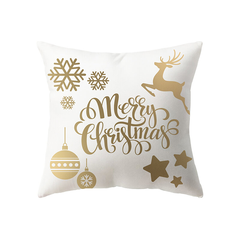 Christmas Theme Snowflake Print Pattern Cushion Cover Home Living Room Sofa Decoration Pillow  