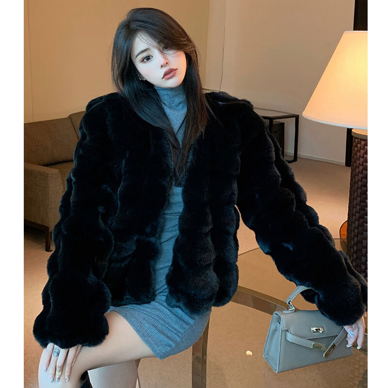 フェイクファーの冬のコート、暖かい羽毛コート、カーディガン、ショートoutercoat、女性パーティーエレガントな衣装、韓国ファッション、新、2023