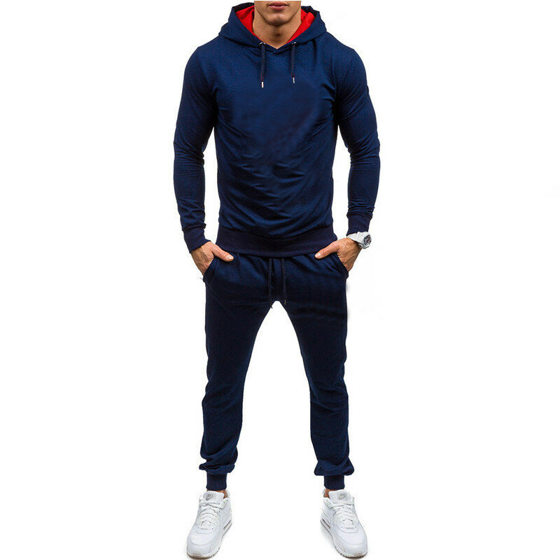 New slim fit hip-hop European and American style sportswear casual hoodie solid color hoodie sports pants set