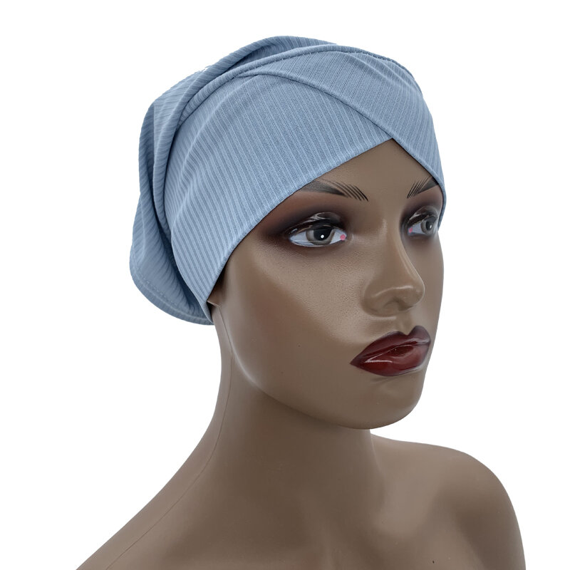 Мусульманский женский ребристый Нижний шарф, женский эластичный женский шарф-повязка, тюрбан, шляпа