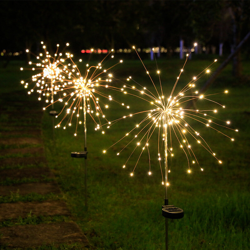 야외 태양광 LED 불꽃 놀이 조명, 정원 반딧불 별이 빛나는 요정 잔디 램프, 파티오 마당 웨딩 파티 크리스마스 장식